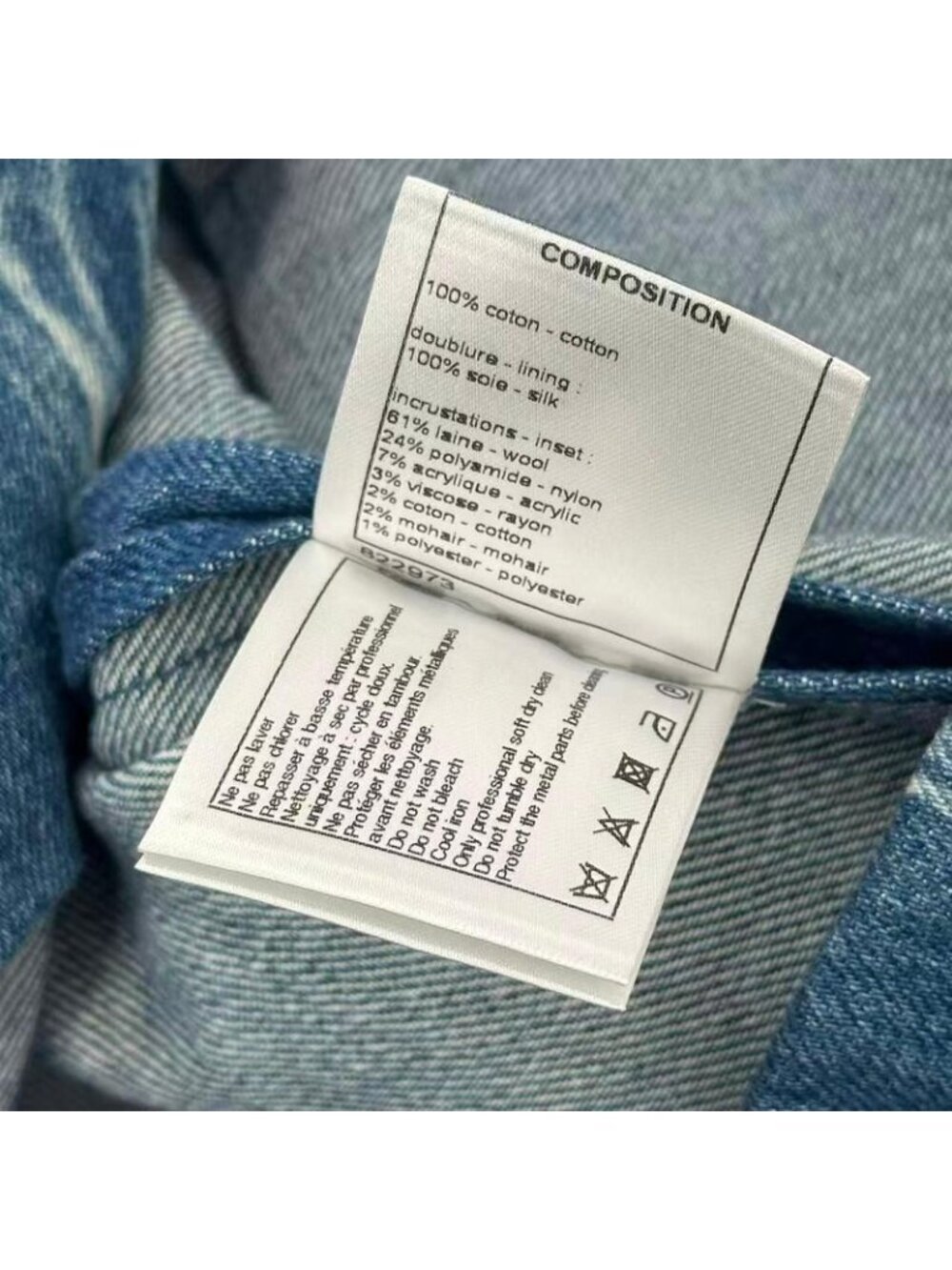 Chanel Jacket Denim Tweed Gripoix Blue - Picture 10 of 11